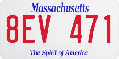 MA license plate 8EV471