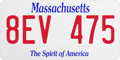 MA license plate 8EV475