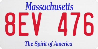 MA license plate 8EV476