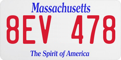 MA license plate 8EV478