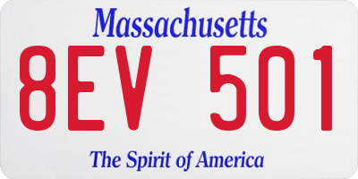 MA license plate 8EV501