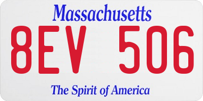 MA license plate 8EV506