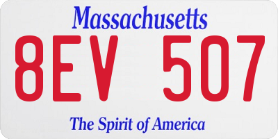 MA license plate 8EV507