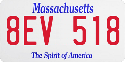 MA license plate 8EV518