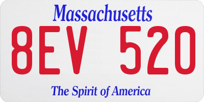MA license plate 8EV520