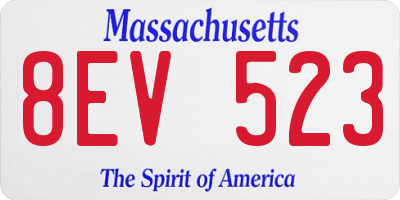 MA license plate 8EV523