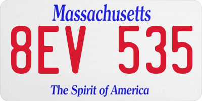 MA license plate 8EV535