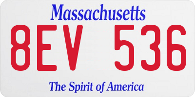 MA license plate 8EV536