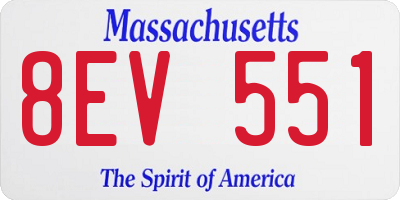 MA license plate 8EV551