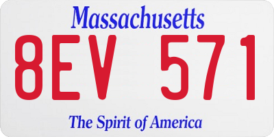 MA license plate 8EV571