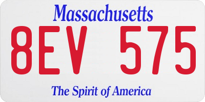 MA license plate 8EV575