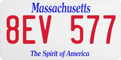 MA license plate 8EV577