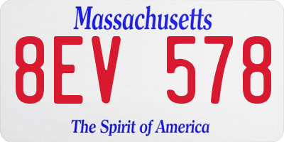 MA license plate 8EV578
