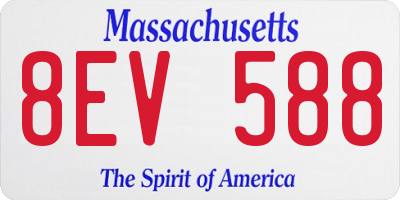 MA license plate 8EV588
