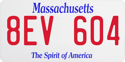 MA license plate 8EV604