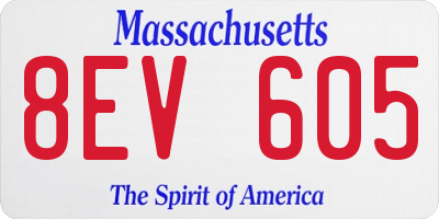 MA license plate 8EV605