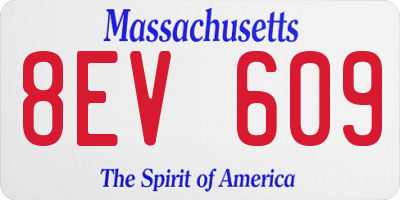MA license plate 8EV609