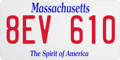 MA license plate 8EV610