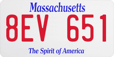 MA license plate 8EV651