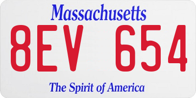 MA license plate 8EV654