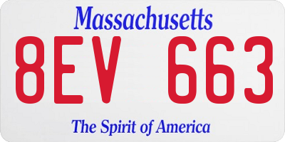 MA license plate 8EV663