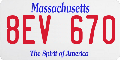 MA license plate 8EV670