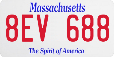 MA license plate 8EV688