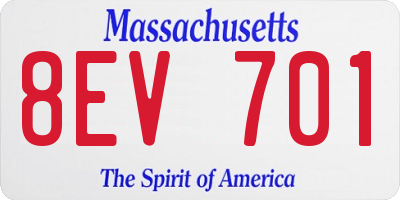 MA license plate 8EV701