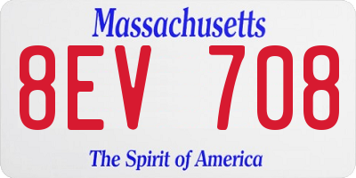 MA license plate 8EV708