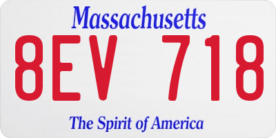 MA license plate 8EV718