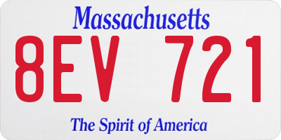MA license plate 8EV721