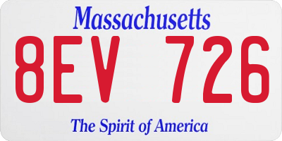 MA license plate 8EV726