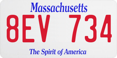 MA license plate 8EV734
