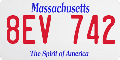 MA license plate 8EV742