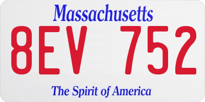 MA license plate 8EV752