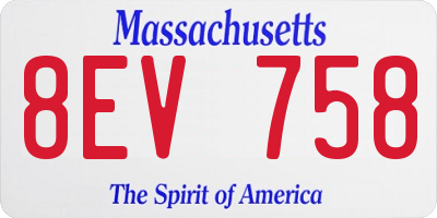 MA license plate 8EV758