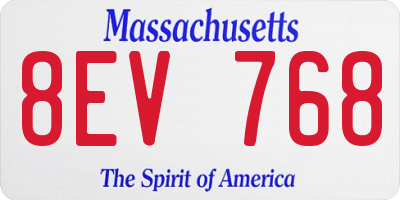 MA license plate 8EV768