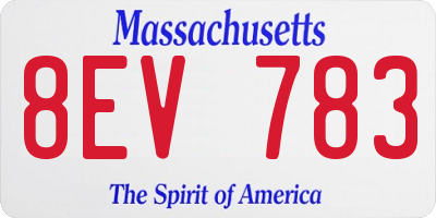 MA license plate 8EV783
