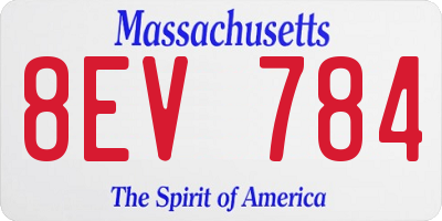 MA license plate 8EV784