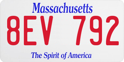 MA license plate 8EV792