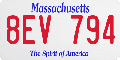MA license plate 8EV794