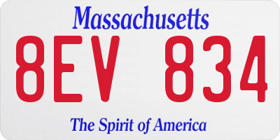 MA license plate 8EV834