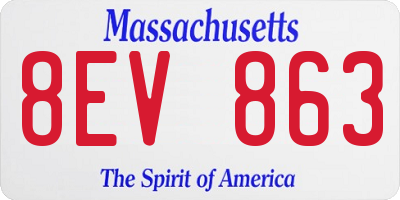 MA license plate 8EV863