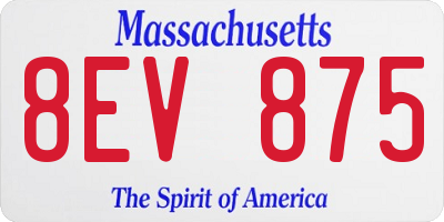 MA license plate 8EV875