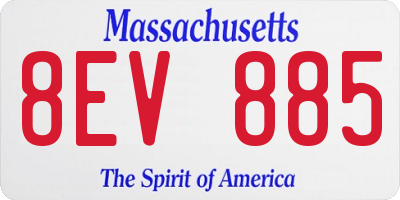 MA license plate 8EV885