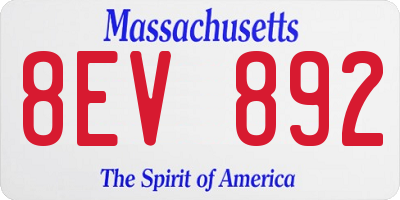 MA license plate 8EV892