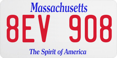 MA license plate 8EV908