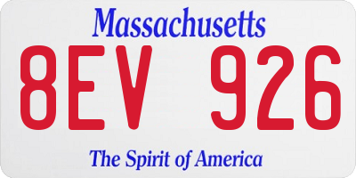 MA license plate 8EV926