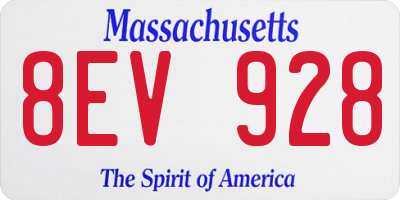 MA license plate 8EV928