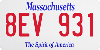 MA license plate 8EV931